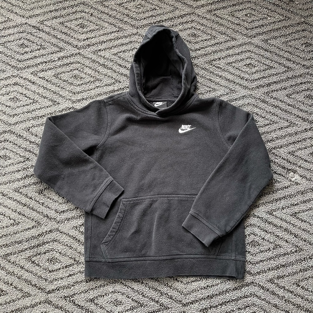 Nike Hoodie Youth Size L Black Pullover Vintage Pre-Loved